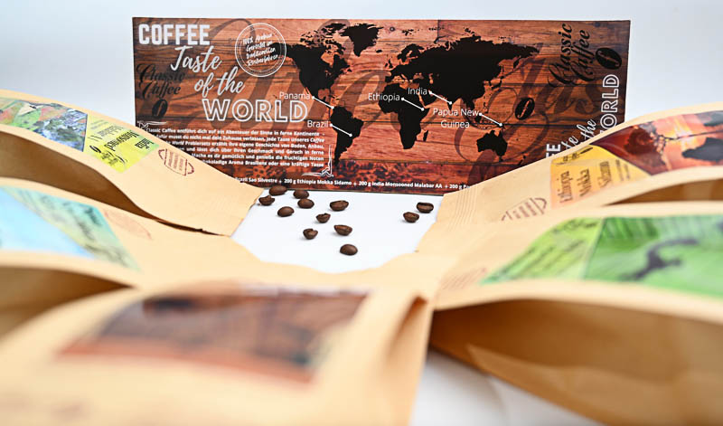 Das Weltreise-Paket von Classic Caffee bietet die perfekte Gelegenheit, sich durch die Kaffeeregionen der Welt zu probieren