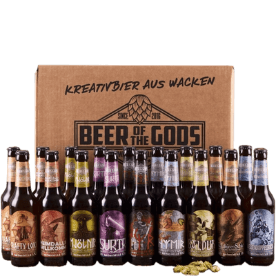 Göttergabe #2 - 20x Craft Beer von Beer of the Gods (Märzen + Strong Ale + Stout + Pale Ale + Lager + IPA + Bock + Helles + Red Ale + Bier-Met-Mischgetränk)