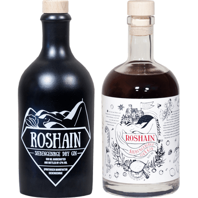 Myth in a bottle - 2x Craft Gin (1x Roshain Siebengebirge Dry Gin + 1x Roshain Siebengebirge Sloe Gin)