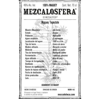 Mezcalosfera Tepextate Mezcal Etikett