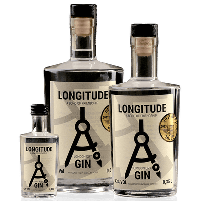 Longitude London Dry Gin Family Set - 3x London Dry Gin (0,5 l + 0,35l + 0,05 l)