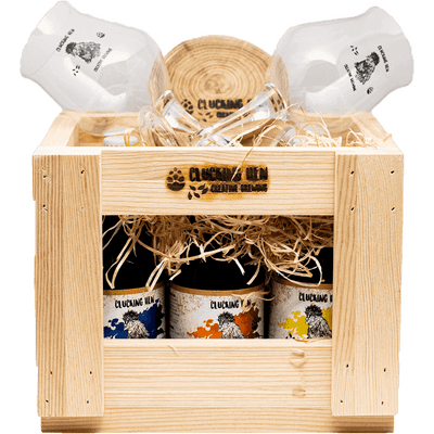 Craft Beer Gift Set Wooden Box Large (6 different beers + 2 glasses + coaster)