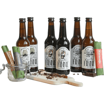 Beer & Chocolate Tasting in gift set (6x organic craft beer + 3x chocolate bar)
