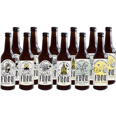 Finne Bio Craft Beer 12er Mix (2x each Helles + Pils + IPA + Scottish Ale + Naturradler + Beach Brew)