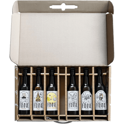 6 bottles of Craft Beer in gift set & 2 Finne sensory glasses (Helles + IPA + Pils + Scottish Ale + Beach Brew + Naturradler)