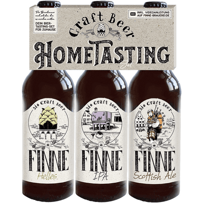 12er Craft Beer Hometasting Package with 4 Finne Sensory Glasses (each 4x Helles + IPA + Scottish Ale)