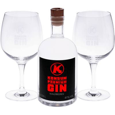 Konsum Premium Gin Geschenkset (1x Waldbeeren Gin + 2 Nosing Gläser) 2