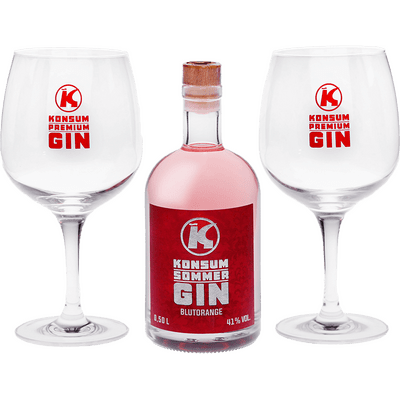 Konsum Sommer Gin Geschenkset (1x Blutorange Gin + 2 Nosing Gläser) 2