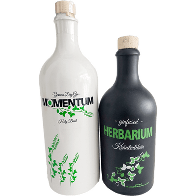 MOMENTUM x HERBARIUM Set (1x Dry Gin mit Basilikum + 1x Kräuterlikör mit Gin)