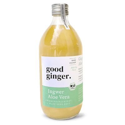 Organic ginger concentrate + aloe vera juice. Without sugar!