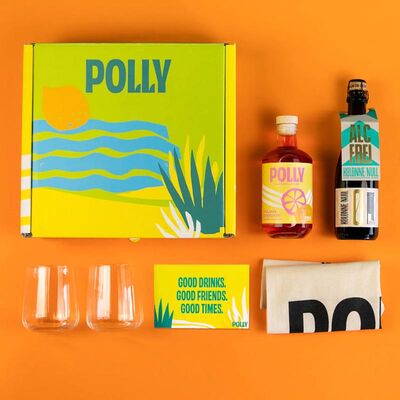 POLLY Italian Aperitif Gift Set (1x Alcohol Free Aperitif + 1x Alcohol Free Prosecco + 2 Glasses)