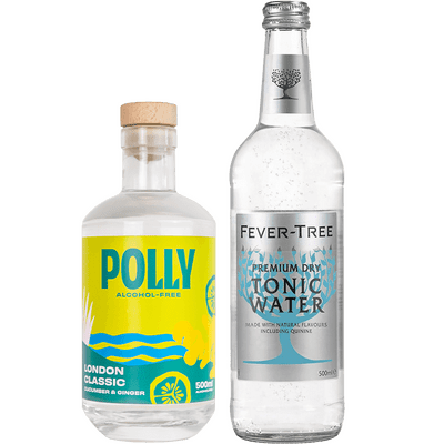 POLLY London Classic Gift Set - 1x Alcohol Free Gin + 1x Tonic Water + 2 glasses