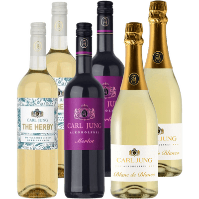 Carl Jung tasting package (2x non-alcoholic Merlot + 2x non-alcoholic herbal white wine + 2x non-alcoholic sparkling wine)