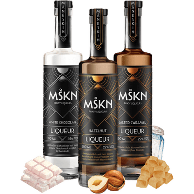 MSKN Naschkatzen Probierpaket - Fancy Liqueurs Set (1x White Chocolate Likör + 1x Hazelnut Likör + 1x Salted Caramel Likör)