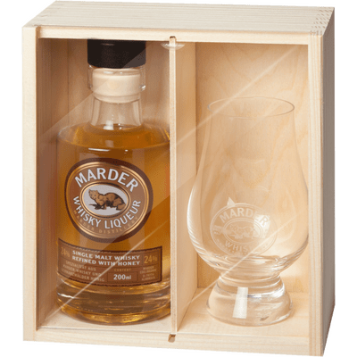 Marder Whisky Liqueur mit Glas Set