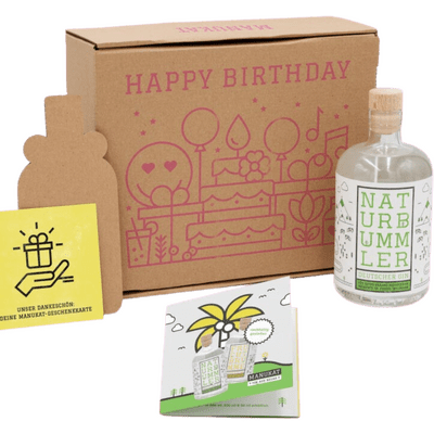Manukat Geburtstag Gin-Geschenkbox Pink mit Naturbummler Gin