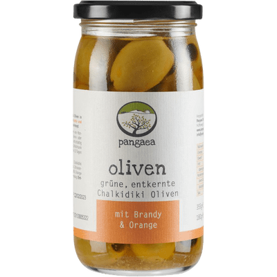 Premium Chalkidiki Oliven in Brandy & Orangen-Marinade